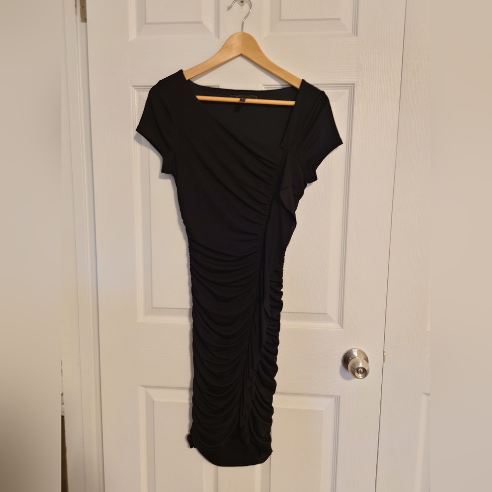 BCBGMaxAzria black, ruffled mini dress. Size small
